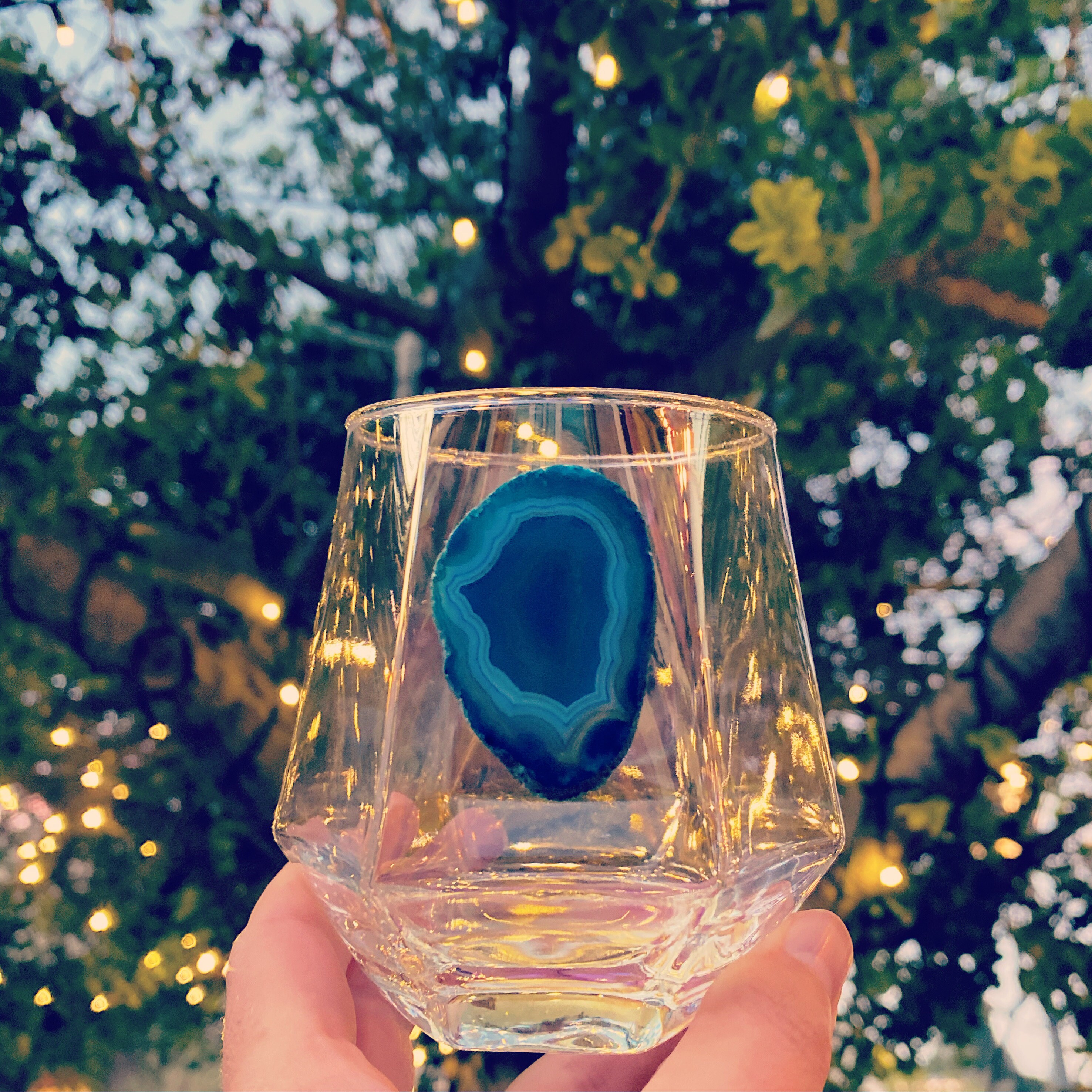 Agate Geode Stemless Wine Glass: Iridescent Angular Glass - Etsy