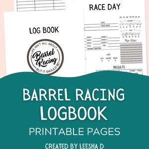 Barrel Racing Logbook Printable Logbook for Equestrian Gift for Horse ...
