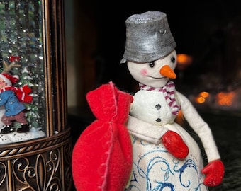 Handmade Art Doll "Friendly Snowman" | Textile Art Doll | Handmade Art Doll | Christmas Art Doll | Winter Art Doll | Home Decor