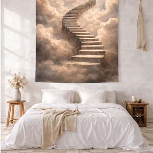 Wandtapijt Stairway to Heaven: dromerige wolk trap muurkunst