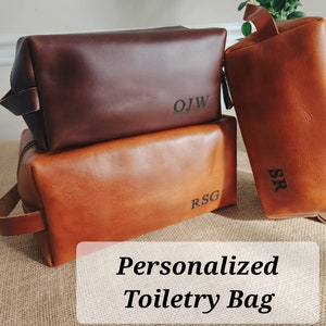 Fête des pères, trousse de voyage personnalisée, trousse de toilette en cuir personnalisée, homme, petit ami, papa, père pour cadeau, anniversaire, papa, cadeau mari