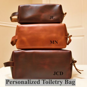 Fête des pères, personnalisée, trousse de toilette en cuir, cadeau d'anniversaire, petit ami, papa, personnalisé, trousse de voyage Dopp, anniversaire, papa, cadeau mari