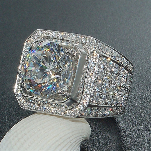 Men's Size 13 ring, White Sapphire Ring, R156