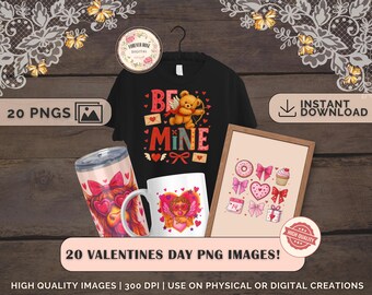 Valentinstag PNG-Bundle | 20 süße trendige Valentinstag PNGs | Liebe Clipart für Sublimationsaufkleber Shirts | 300 DPI