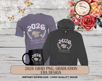 2026 grad PNG, Abschluss Ära Design, Senior 2026 Hemd Grafik, Abschlussjahr Club, Pastell grad Kappe, trendige Abschluss Sublimation