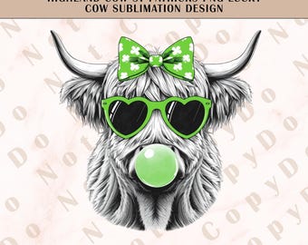St. Patrick's Day PNG, Retro St. Patty's, Vintage Highland Kuh Sublimationsdesign