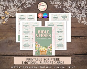 Christliche Bibelverskarten, emotionale Unterstützungsschrift (druckbares & bearbeitbares Set)