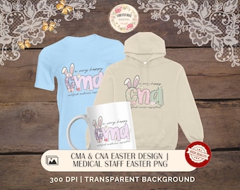 CMA CNA Oster PNG Bundle, Krankenschwester Ostern Design, Arzthelferin Hoppelhase Grafik