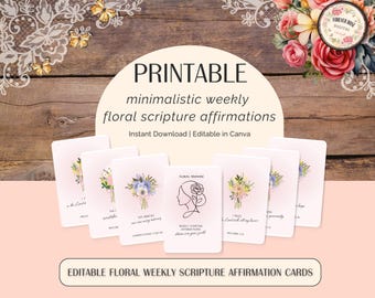 Schrift Affirmation Karten | Canva Vorlage | Glaube Inhalt & Printable Set