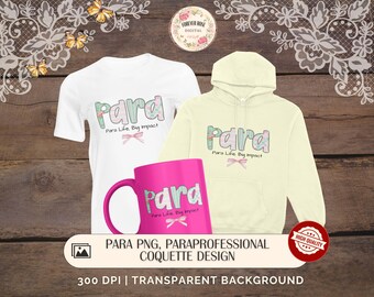Para PNG, paraprofessionelles Kokettendesign, Pastellbogengrafik des Lehrerhelfers, Ästhetik des Schulpersonals, niedliches Para-Erzieher-Shirt