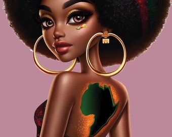 Afrikanische Frau Clipart | Melanin-Königin | Pan Afrikanisches Afro PNG | Afrika Pride Kunst