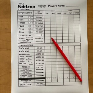 Triple Yahtzee Score Sheet - Printable File - PDF Download (8.5x11 In ...