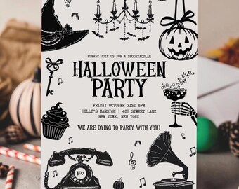 Halloween Party Invitation, Spooktacular Halloween Invite, Costume Party, Canva Editable Template