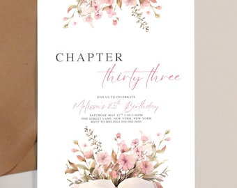 Chapter Birthday Invitation Book Theme Adult Birthday Book Lover Birthday Canva Editable Template