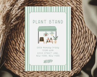 Letrero imprimible para puesto de plantas, letrero para puesto de mercado de plantas, letrero para venta de plantas de interior, puesto de plantas para mercado de agricultores, plantilla editable de Canva