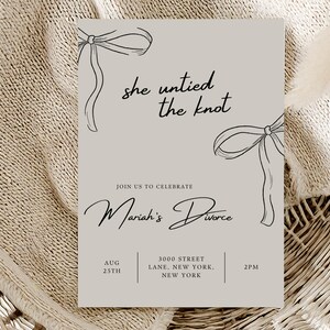 She Untied the Knot Divorce Party Invitation | Divorce Celebration Invite | Funny Divorce Party | Editable Printable Invite
