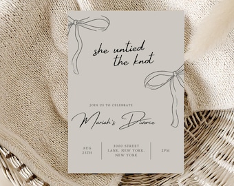 She Untied the Knot Divorce Party Invitation | Divorce Celebration Invite | Funny Divorce Party | Editable Printable Invite