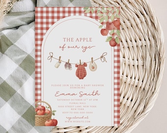 Fall Baby Shower, Apple Of Our Eye Baby Shower, Autumn Baby Shower, Editable Canva Template