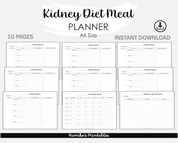 kidney-diet-meal-planner-minimalistkidney-disease-etsy