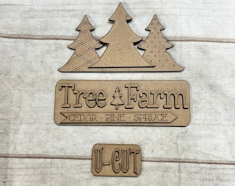 Christmas Tree Farm Interchangeable Add-On, Laser Cut MDF Kit
