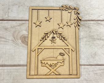 Manger Sign, Nativity, Christmas, Craft Kit, DIY Christmas, Laser Cutouts