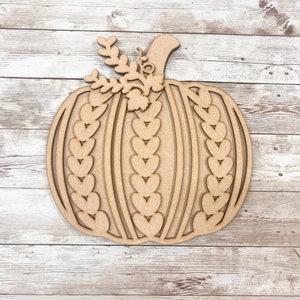 Sweater Pumpkin with Leaves, Pumpkins, Unfinished, DIY, Laser Cut, Craft Kit, Blanks, Fall