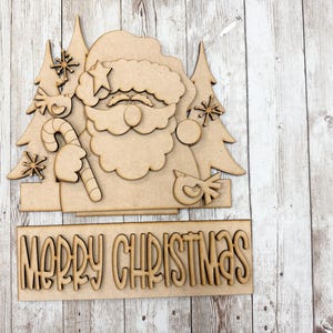 Interchangeable Window Box Add On, Merry Christmas, Santa, Shelf Sitter, Window, Interchangeable, Unfinished, DIY, Laser Cut, Craft, Blanks