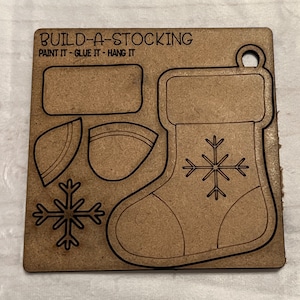 Stocking Craft Kit, Kids Craft Kit, DIY, Stocking, Build A Stocking, Laser Cutouts.