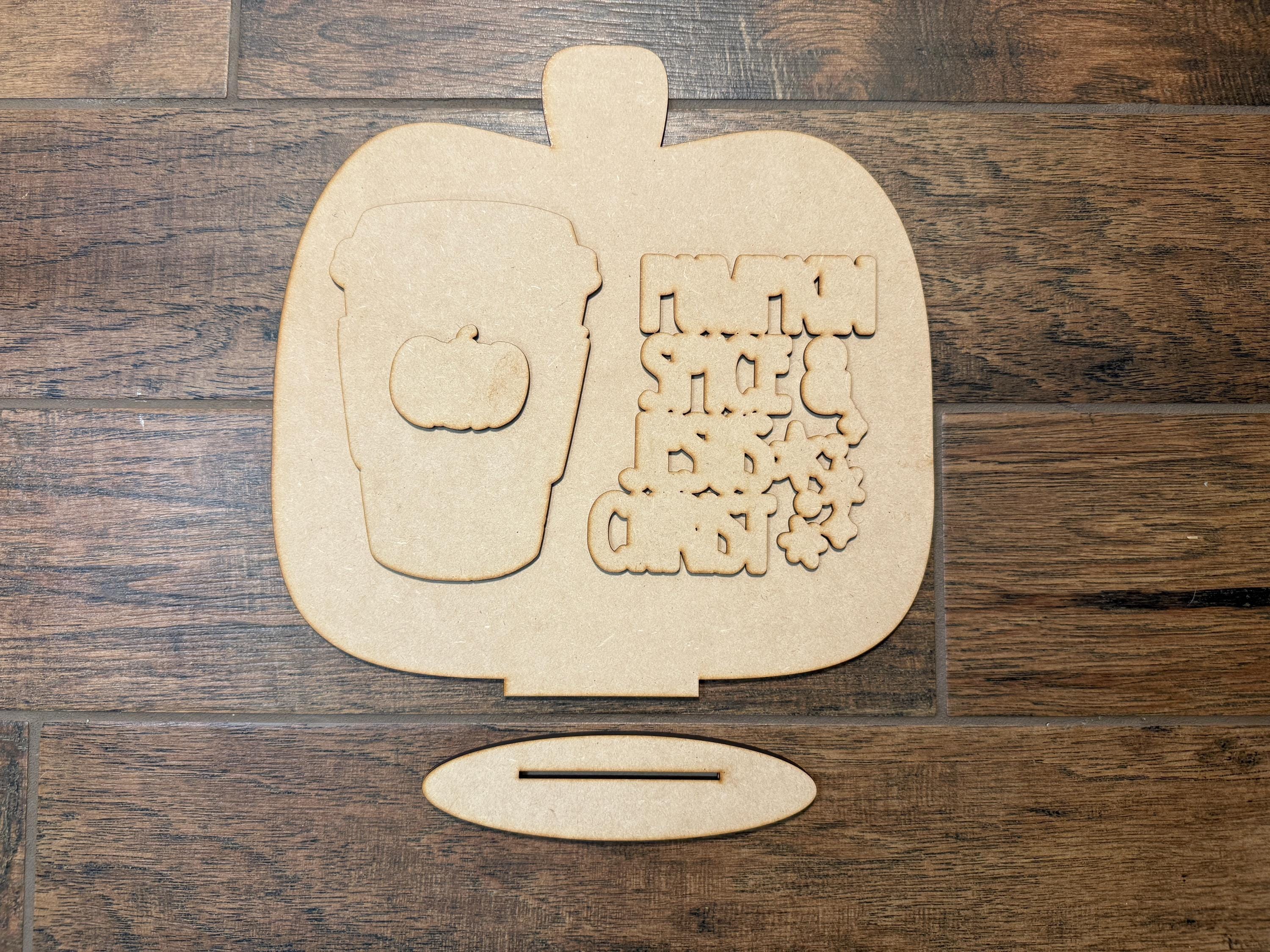 Pumpkin Spice and Jesus Christ | Pumpkin Spice | Standing Pumpkin | Unfinished Blanks for Chalk Transfer | Laser Cut Craft Kit | Coffee