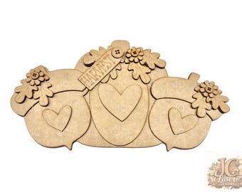 Fall Harvest Door Hanger | Craft Kit |  Laser Cutout | Unfinished DIY Kit