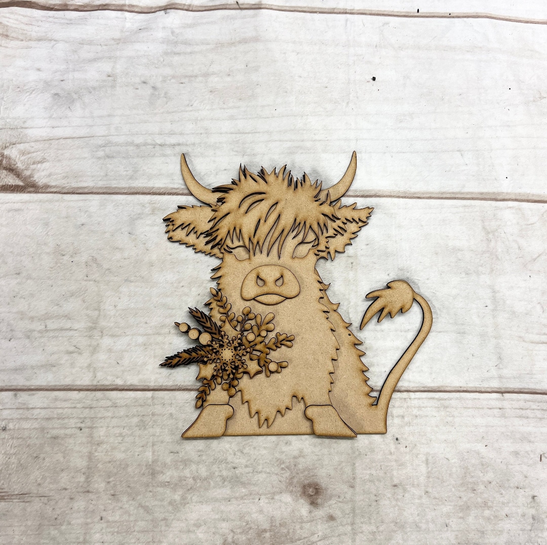 Floral Highland Cow, Highland Cow Craft Kit, DIY Kit, Christmas