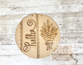 Hello Lavender Round Sign | Paint Kit | Home Decor