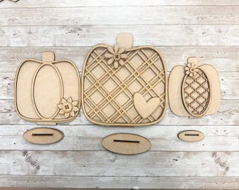 Standing Pumpkins | Pumpkins |  Fall Harvest Collection | Pumpkin | DIY Wood Cutouts | Laser Cut Craft Kit | Fall