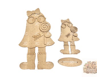 Gertie the Ghost Leaner or Standing | Craft Kit | Laser Cutout | Unfinished DIY Kit