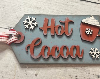 DIY Hot Cocoa Tag DIY Kit, Tiered Tray, DIY, Craft Kit Unfinished, Laser Cutout
