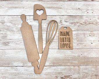 Interchangeable Cutting Board, Made with Love,  Unfinished, DIY, Laser Cut, Craft Kit