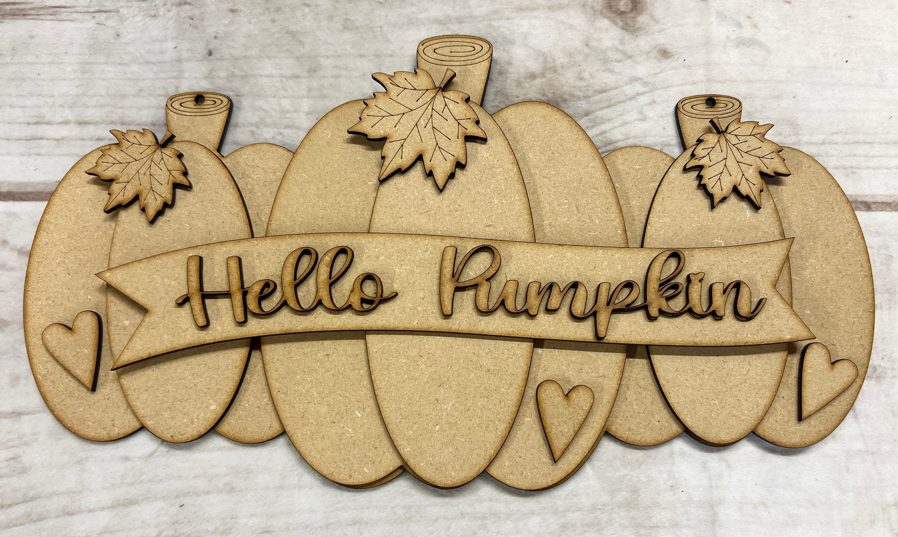 Hello Pumpkin Door Hanger, Hello Pumpkin Craft Kit, Laser Cutouts, DIY Kit, Unfinished Kit. Pumpkin