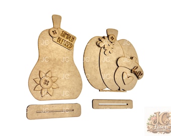 Fall Pumpkin & Gourd Shelf Sitters | Craft Kit | Laser Cutout | Unfinished DIY Kit