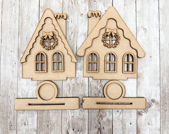 Victorian Gingerbread House DIY Kit | Unfinished Laser Cutouts, Votive Holder