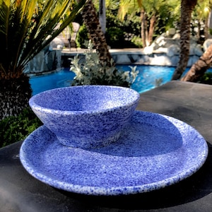 FREE SHIPPING, Ceramic Dinnerware, Dinnerware Set, Set of 4, Bowl, Wheel Thrown, Handmade, Plates, Coastal, Kitchen, Gift, Dish, Handcrafted