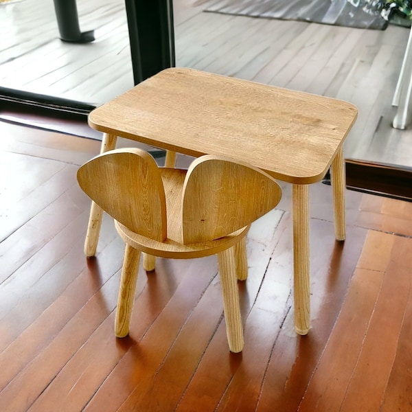 Ensemble table et chaise en bois pour enfants-table d'activités pour enfants-chaise pour tout-petit-table et chaises montessori-table pour enfant-bureau pour enfant-meubles pour enfants-en bois