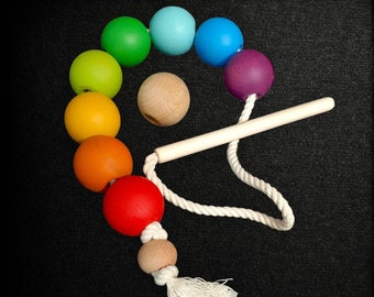 Juguete de bebé apilable con cordones de madera Montessori, juego de clasificación sensorial, regalo educativo para niños pequeños, juego abierto, juguete de apilamiento de ganchillo, regalo para bebé