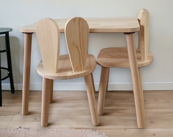 Mini chaise Montessori pour enfants - Ensemble table et chaises en bois pour enfants - Table d'activités et chaise bébé en bois pour tout-petits - Chaise de bureau en bois pour enfants