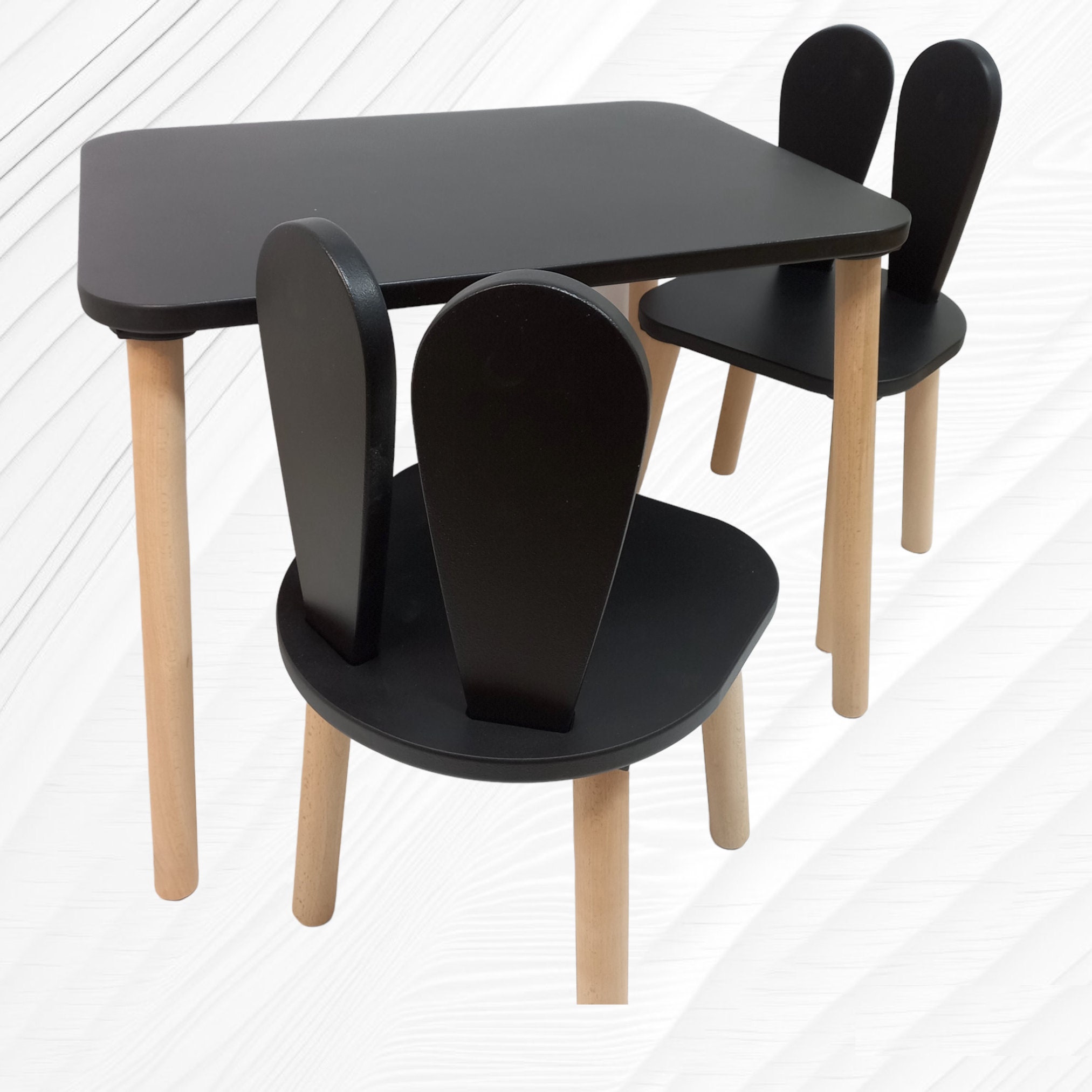 Black childrens table and chairs hotsell