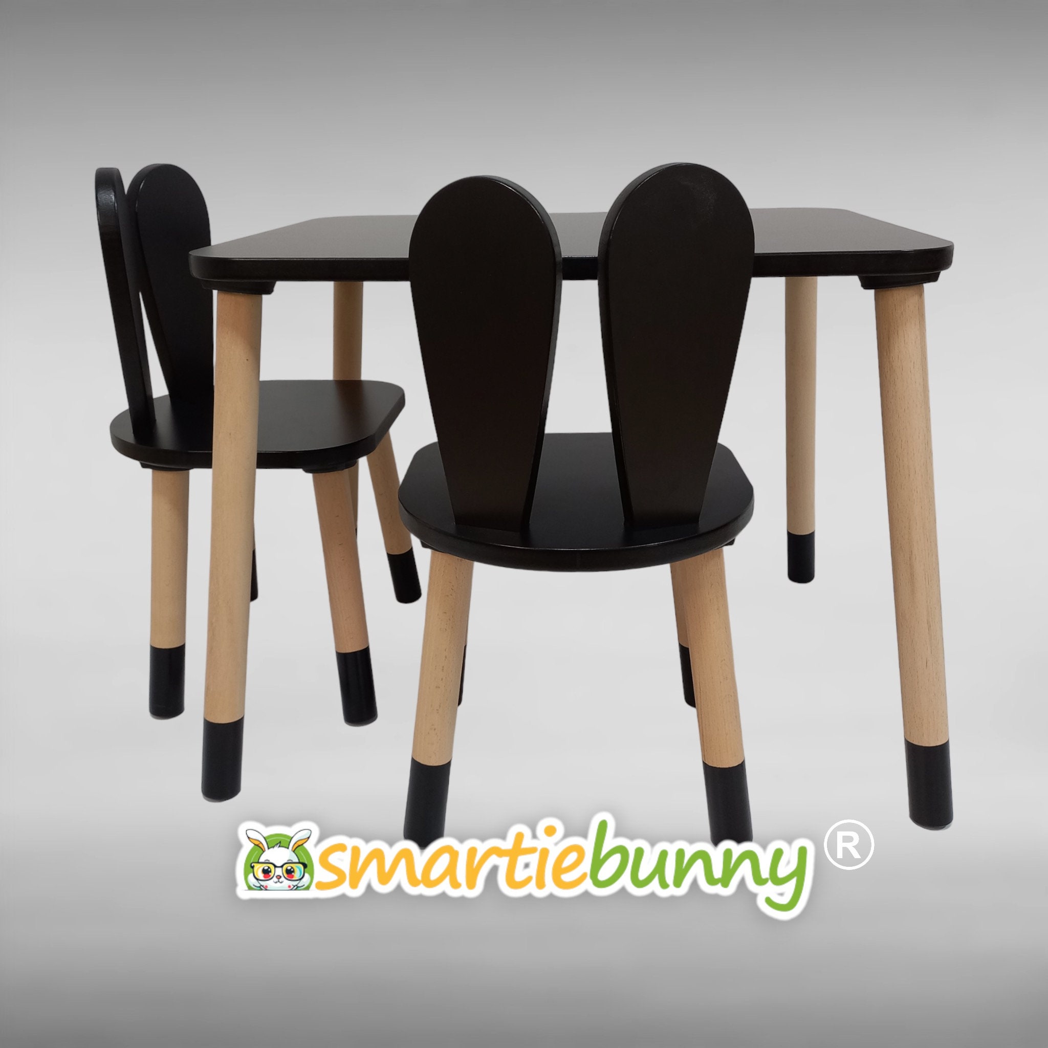 Black Wooden Chair and Kid Table Handmade Wooden Kids Table and Chair Set montessori Table and Chair toddler Table Chair kids Furniture Etsy UK