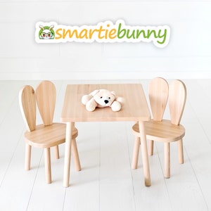 Kleinkind Tisch und Stuhl Set-Holz Kinder Tisch und Stuhl, Bunny Stuhl, Holztisch Stuhl für Kinder, Montessori Tisch und Stuhl, Aktivitätstisch