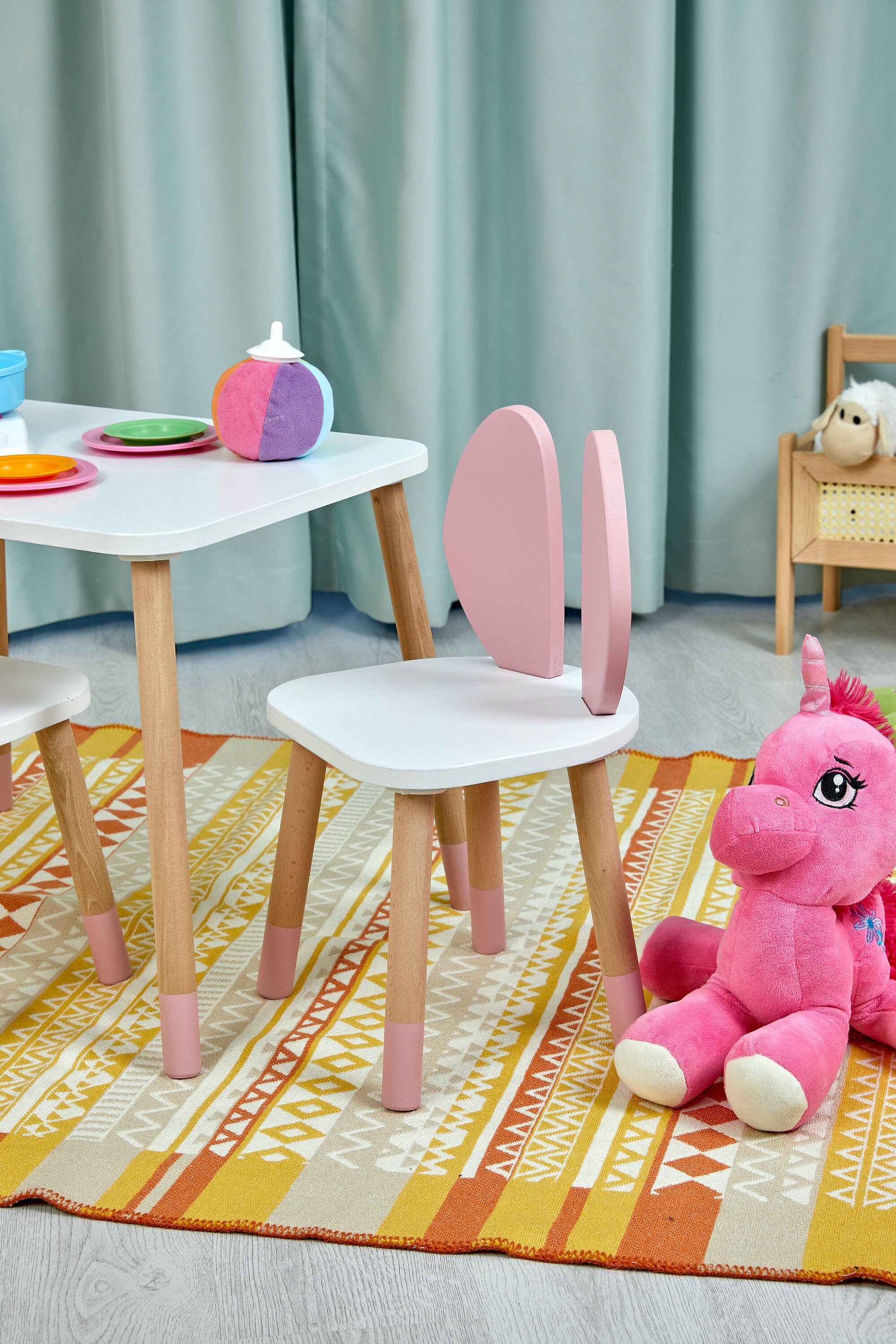 Smartie Bunny Chair Handmade Pink Kids Table and Chair Set kids Table With Two Chairs montessori Furniture pink Toddler Table Etsy