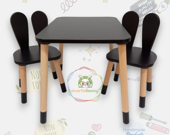 MakeThisMine Personalised Wooden Table And Chairs Set For Kids - Personalised Engraved Names, 1-4 Chairs, Premium Pine, Sturdy And Durable, Ideal For Playrooms And Games Rooms