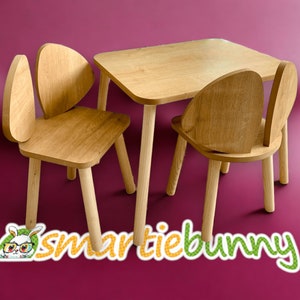 Kids table and chairs set is a part of montessori furniture to support childrens creativity . Activity table with chair is modern and minimalistic. Wooden kids table with two chair will enrich your kids room  touch to your kids furniture,