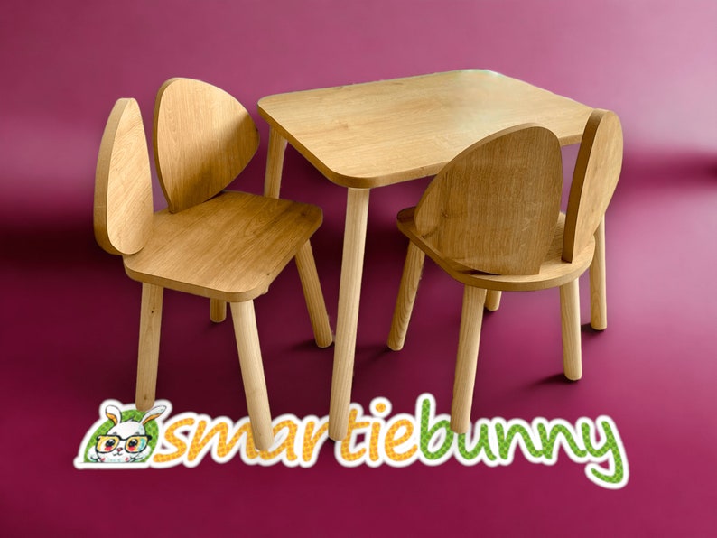 Kids table and chairs set is a part of montessori furniture to support childrens creativity . Activity table with chair is modern and minimalistic. Wooden kids table with two chair will enrich your kids room  touch to your kids furniture,